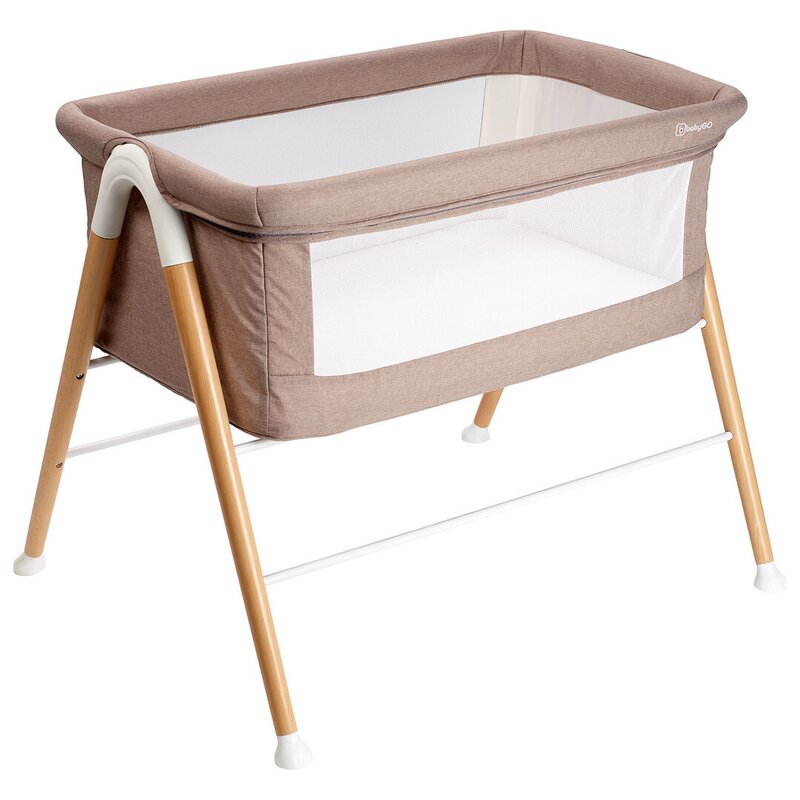 BabyGo - patut cu cadru din lemn Goodnight, Beige