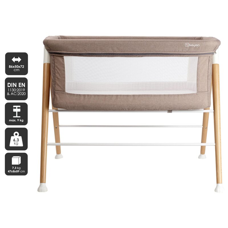 BabyGo - patut cu cadru din lemn Goodnight, Beige